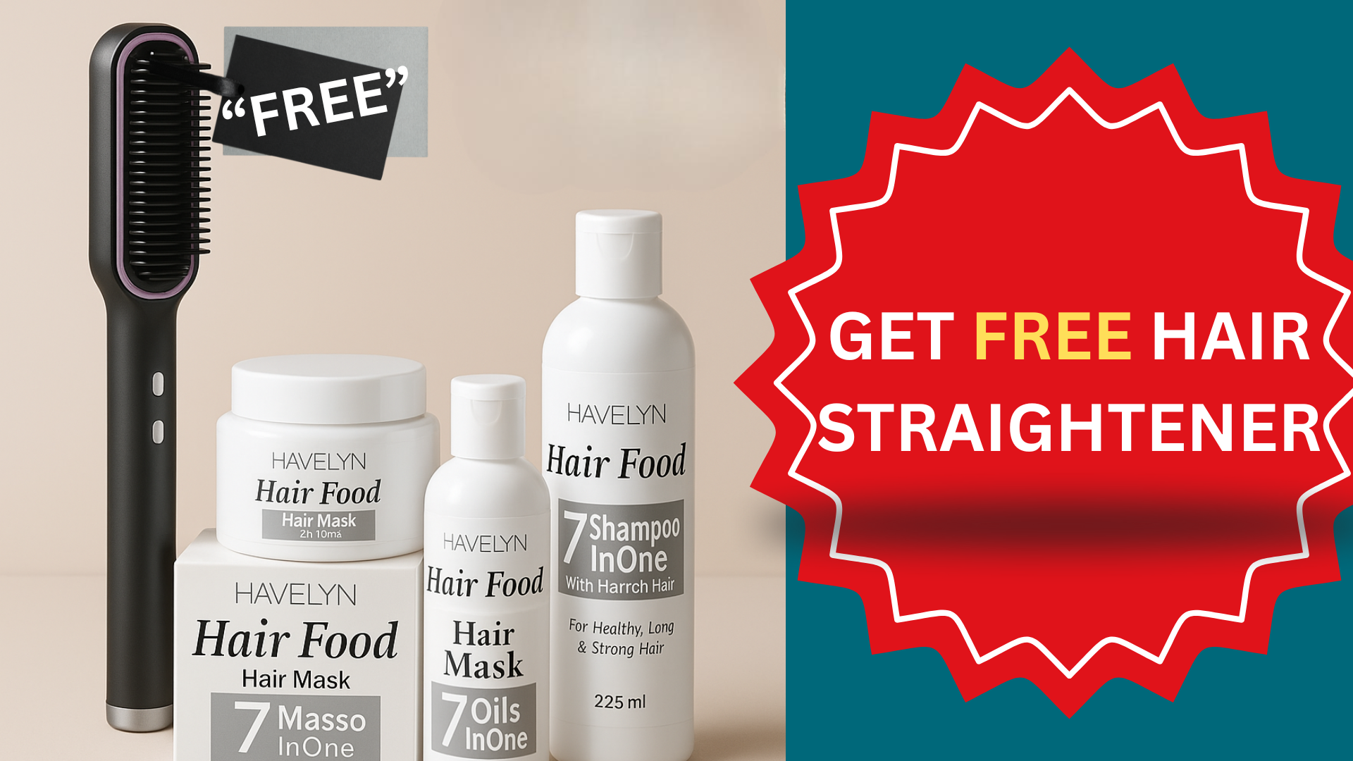 FREE Hair straightener Brush + Havelyn Hair Kit